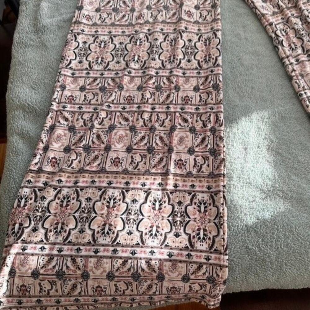 Cato Boho Wide Leg Pants Medium Floral Print Elastic Waist Lounge - Picture 4 of 6